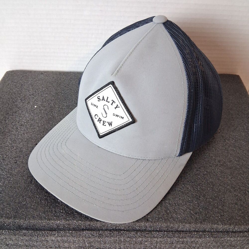 Salty Crew Sea Line Retro Trucker Hat Gray Snapback Mesh Fisherman Cap